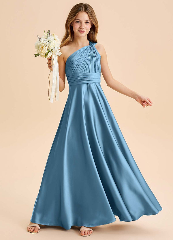 Azazie Charlize Junior Klä av A-Line i Stretch Satin Plisserad image1