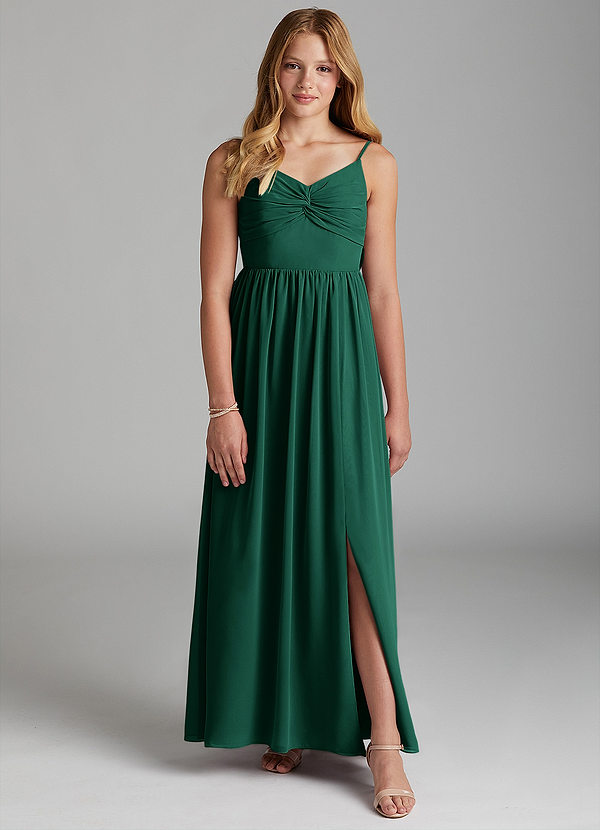 Azazie Zeya Junior Emerald A-Line Chiffon Dress image1