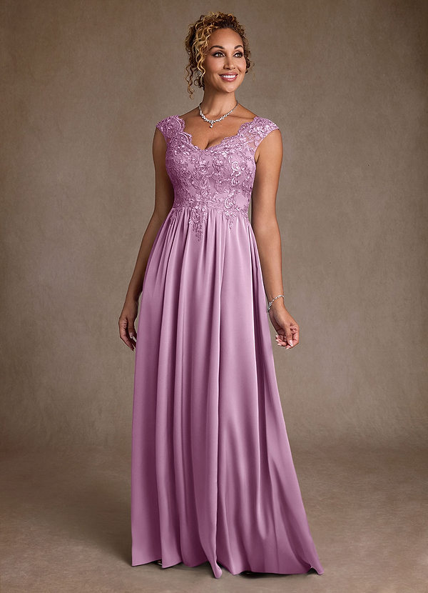 Azazie Amethyst Vestidos de Madre de la Novia Vestido de Glicinia de Encaje de Corte en A image1
