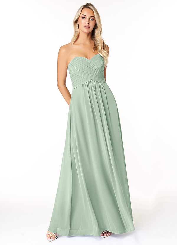 Azazie Yazmin Bridesmaid Dresses Agave A-Line Sweetheart Neckline Chiffon Convertible Dress image1