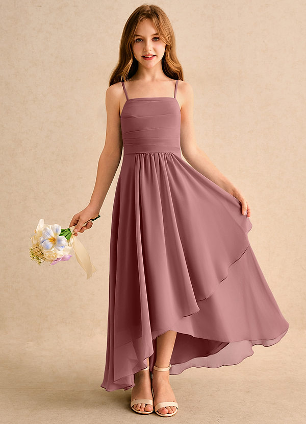 Azazie Twilight Dance Girls Formal Blumenkinder Kleider A-Linie Plissee Chiffon Kleid Wüstenrose image1