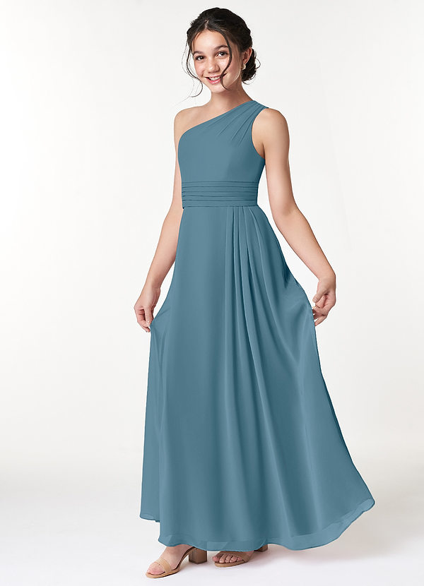 Azazie Cleo Junior Bermuda A-Line Pleated Chiffon Dress image1