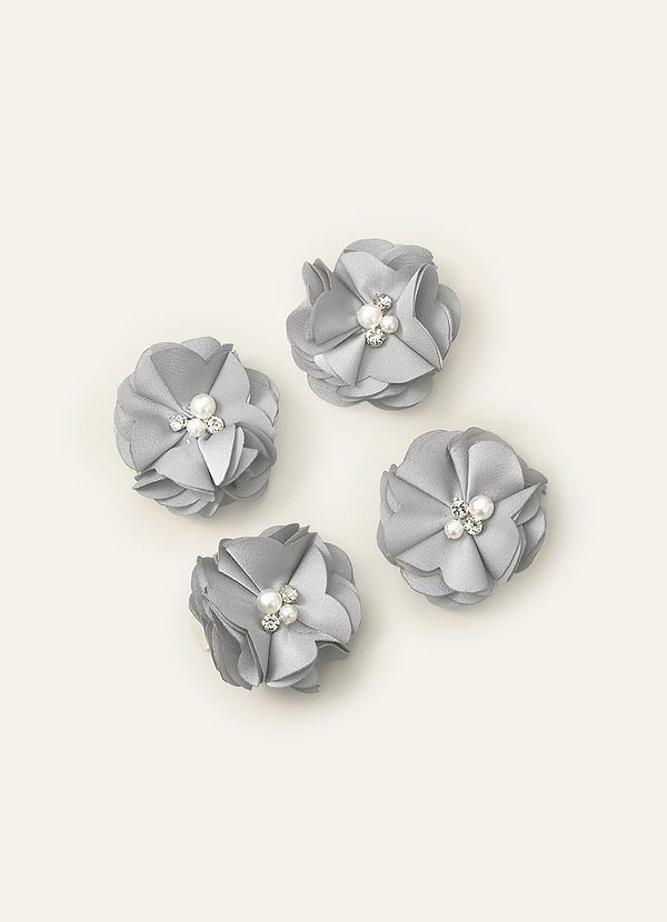 front Vierteiliges Set aus farblich abgestimmten, dehnbaren Satin-Haarspangen