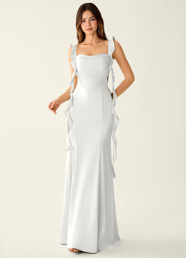 Alessia Belle Bianca Abito da ballo in raso con allacciatura sulla schiena image1