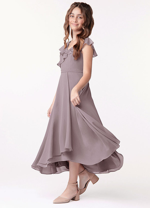 Azazie Posie Junior A-Linie Gestreift Chiffon Kleid Dämmerung image1