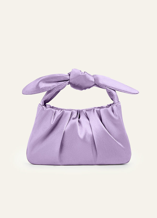 front Sac à main à poignée nouée en satin métallisé de couleur assortie