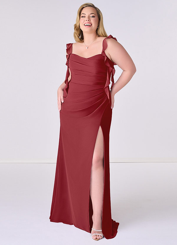 Barbie ♥ Azazie Bridesmaid Dresses Pomegranate Mermaid Corset Chiffon Dress image1