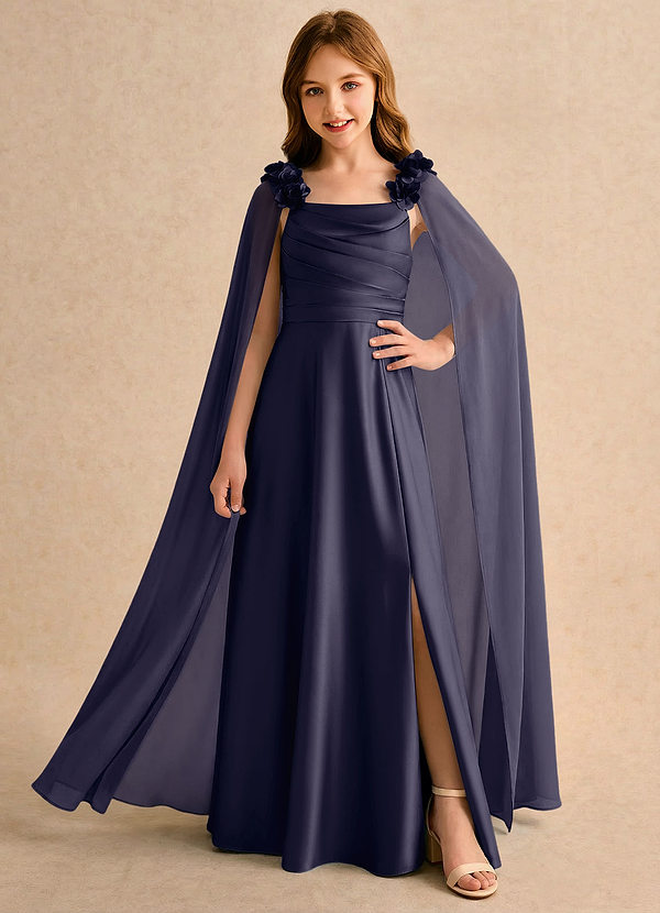 Azazie Rosita Girls Formal Klänningar för brudeflicka Klä A-Line i Stretch Satin Plisserad image1