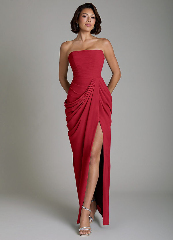 Nyra Bridesmaid Dresses Scarlet Sheath Corset Chiffon Dress image1