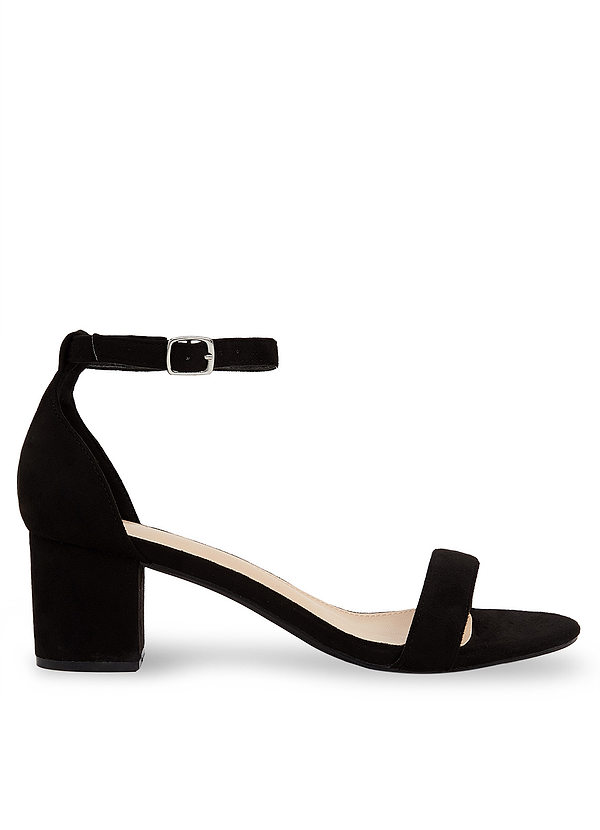 Black One-Strap Buckle Block Heel Sandals | Azazie