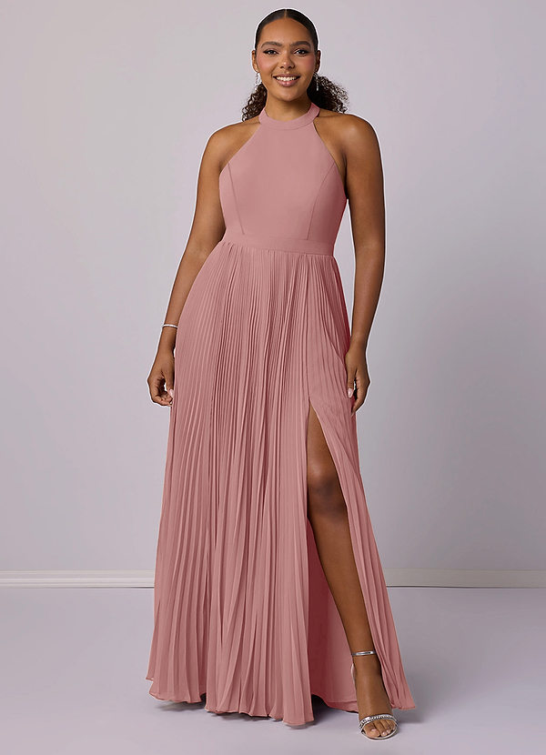 Barbie ♥ Azazie Bridesmaid Dresses Dusty Rose A-Line Pleated Chiffon Dress image1