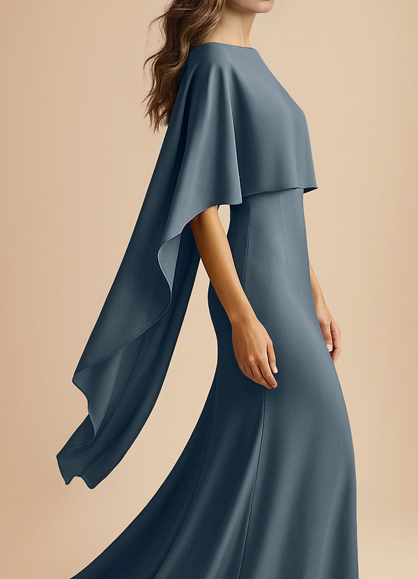 front Azazie Cape multi-positions en satin extensible de couleur assortie