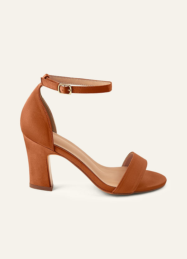 front Matching Color Stretch Satin One Strap Buckle Chunky Heel Sandals