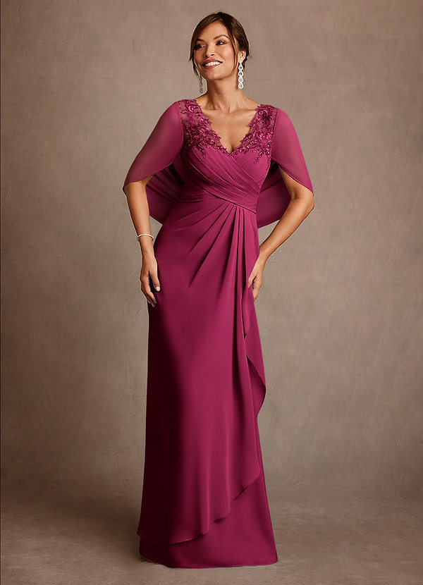 Azazie Santa Clara Mother of the Brides Dresses Burgundy A-Line Lace Dress image1