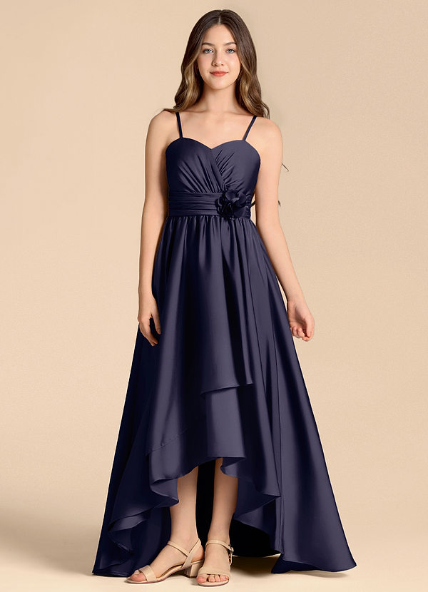 Azazie Catalina Junior Stormy A-Line Sweetheart Neckline Stretch Satin Dress image1