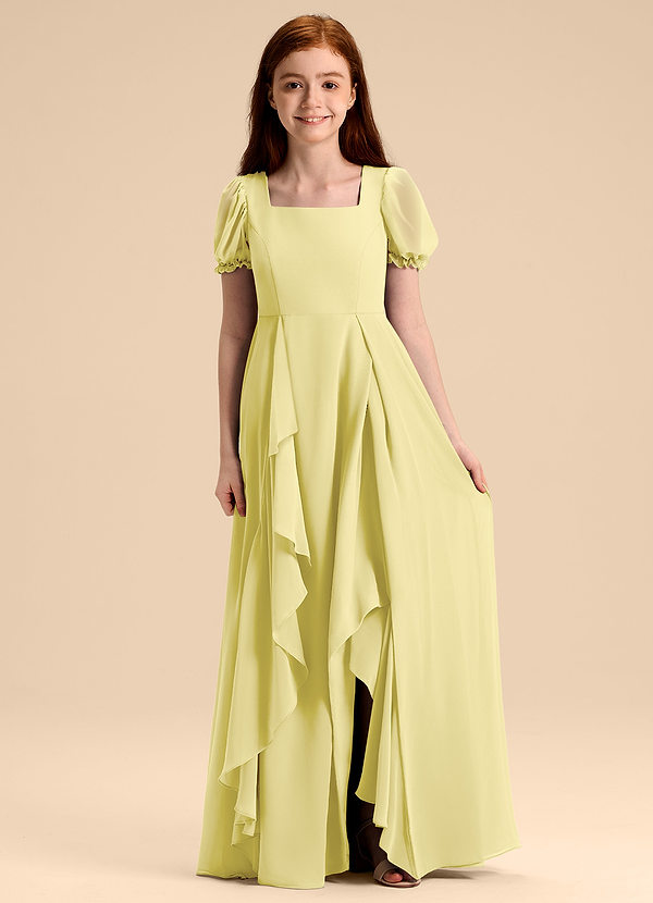 Azazie Priya Junior Abito A-Line in Chiffon Blusa Sorbetto Al Limone image1
