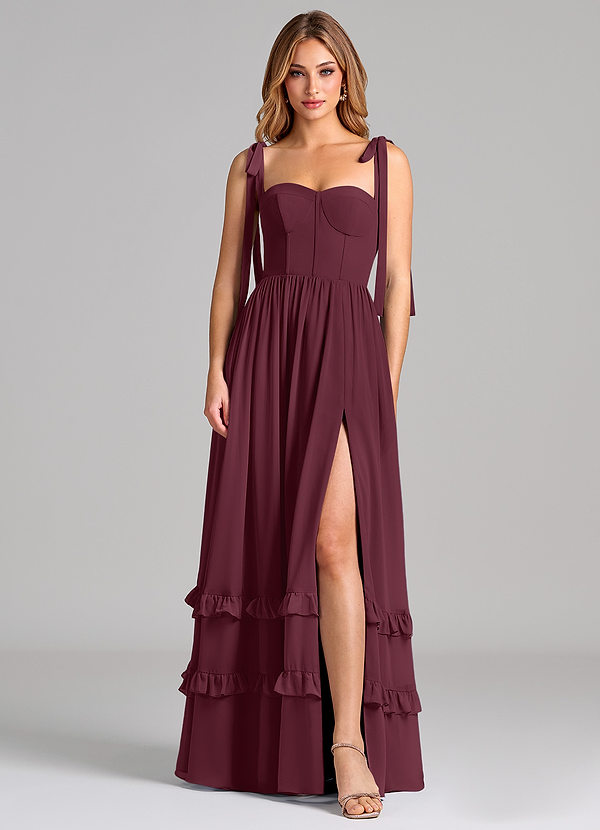Azazie Anastacia Bridesmaid Dresses Cabernet A-Line Sweetheart Neckline Chiffon Dress image1