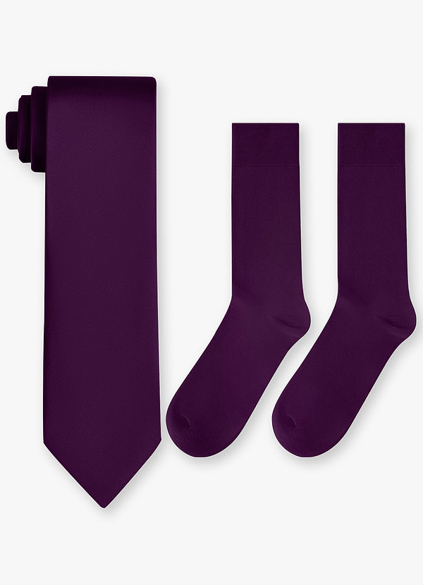 front Matchande Stretch Satin Wide Tie & Bomullsstrumpor Set