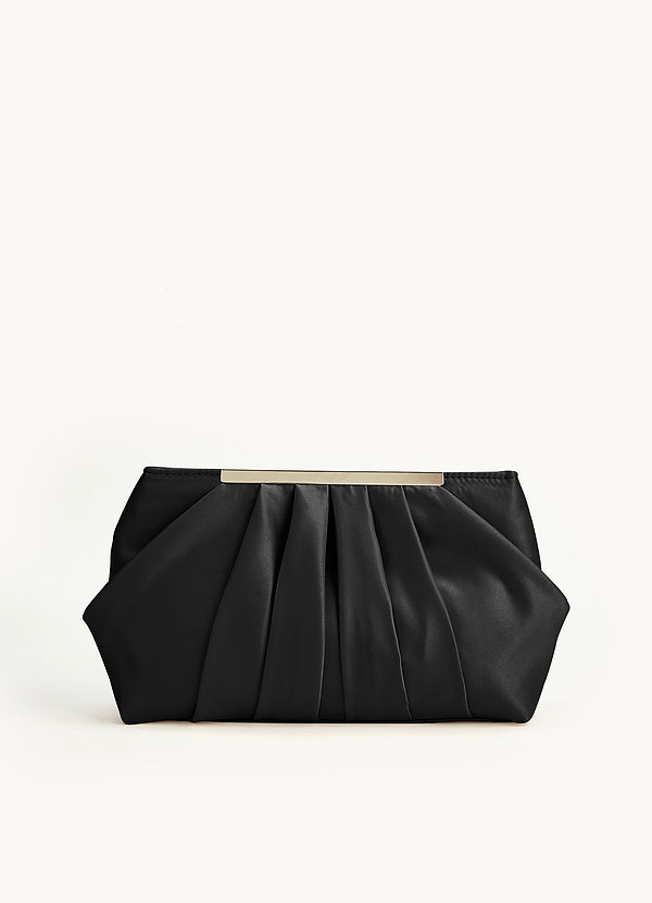front Pochette plissettata in raso opaco in tinta
