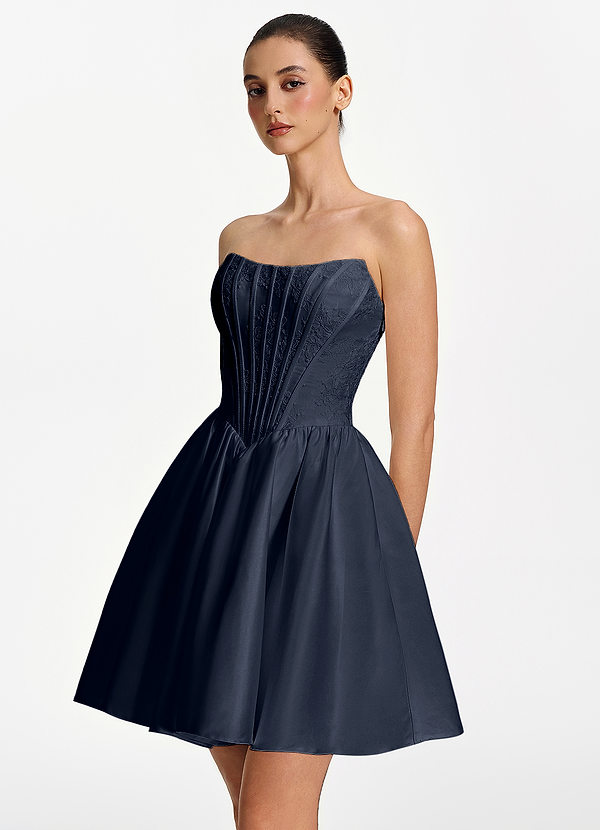 Lisbeth Navy Strapless Lace Corset Lace-Up Mini Dress image1