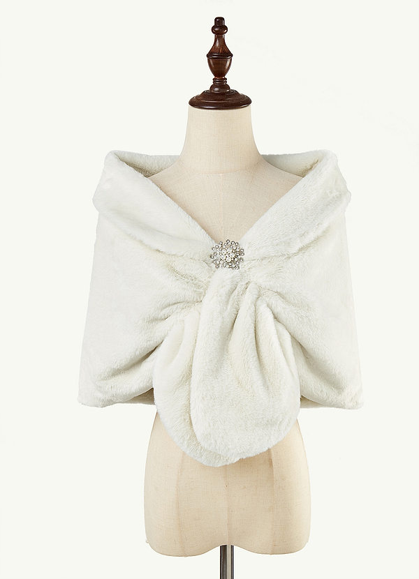 front Mantello in pelliccia sintetica con spilla