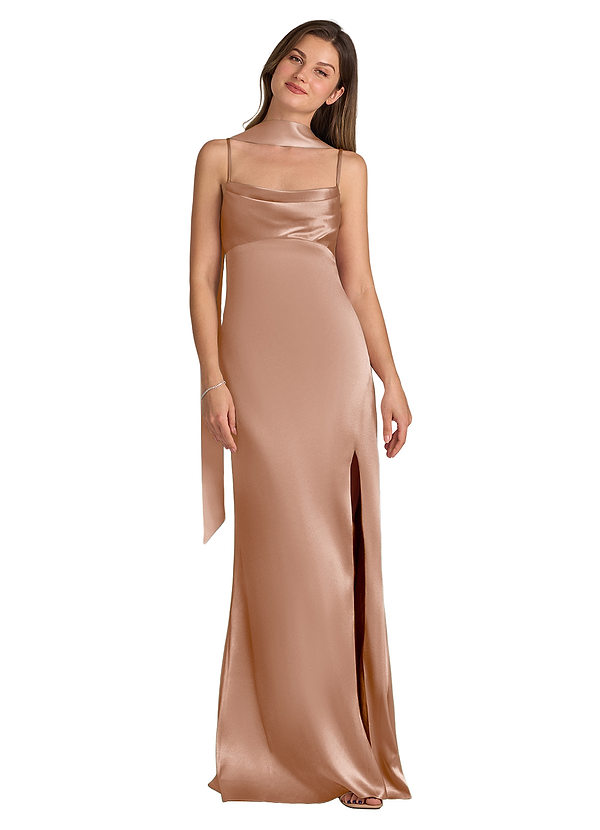 front Azazie Matching Color Matte Satin Scarf