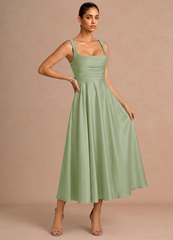 Robe Midi Vert Clair Azaria image1