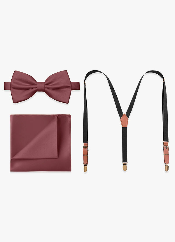 front Matching Bow Tie & Pocket Square & Suspenders Set