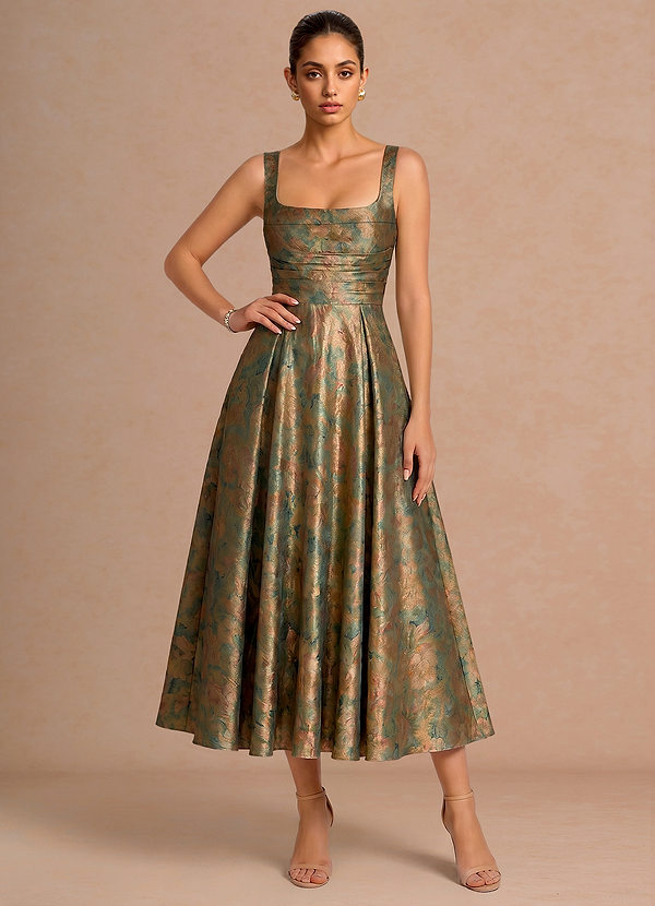 Azaria Vintage Teal Midi Dress image1