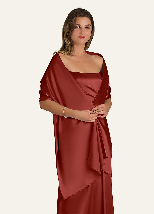 front Azazie Matching Color Ireland Metallic Satin Shawl