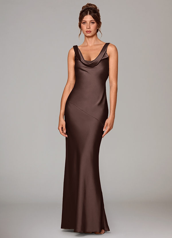 Azazie Rylina Bridesmaid Dresses Ganache Mermaid Stretch Satin Dress image1