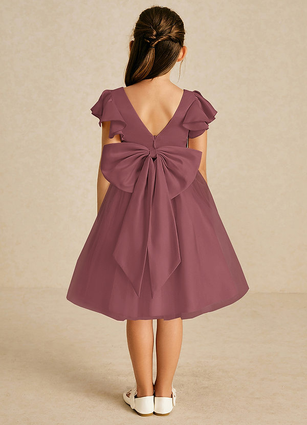 Azazie Kaeya Flower Girl Dresses Desert Rose A-Line Bow Tulle Dress image1