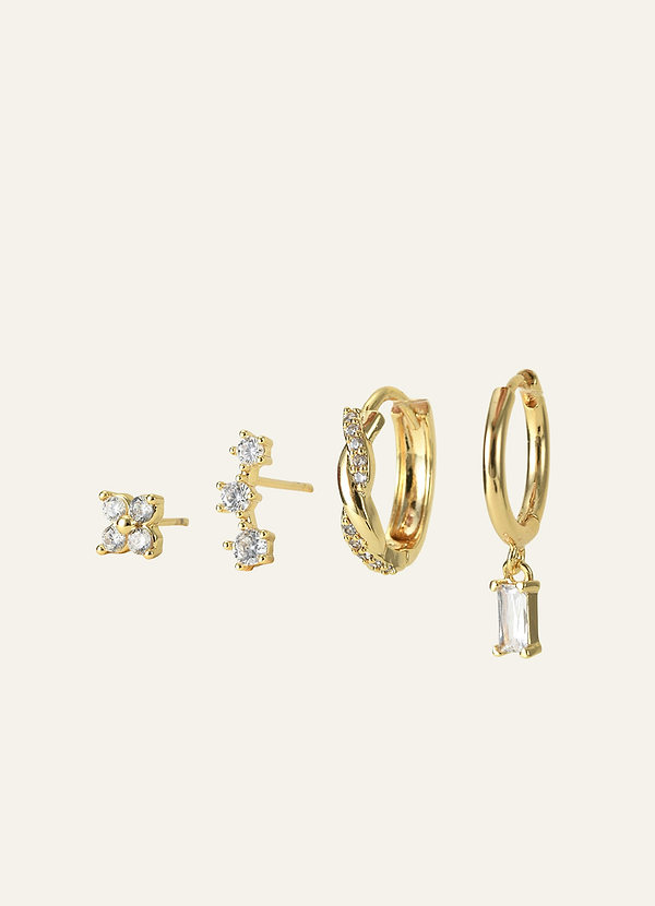 front Set di orecchini a cerchio e a perno con zirconi cubici