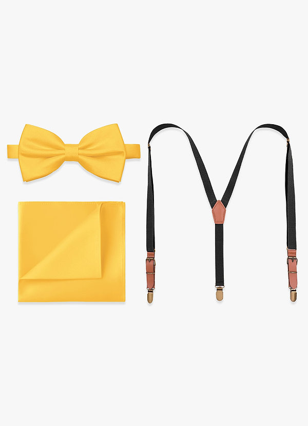 front Matching Bow Tie & Pocket Square & Suspenders Set