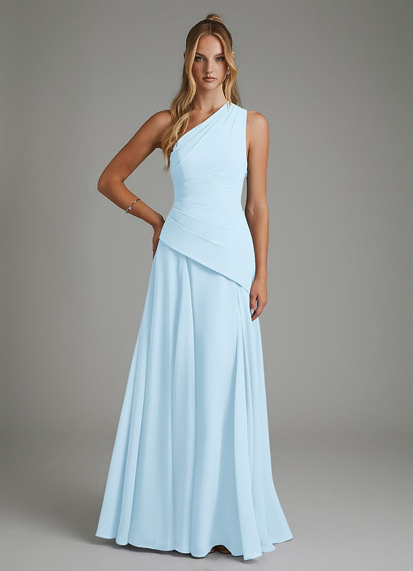 Azazie Holly Bridesmaid Dresses Sky Blue A-Line Corset Chiffon Dress image1