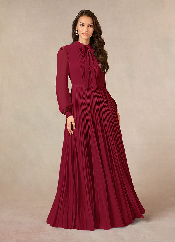Azazie Adellah Mother of the Brides Dresses Burgundy A-Line Pleated Chiffon Dress image1