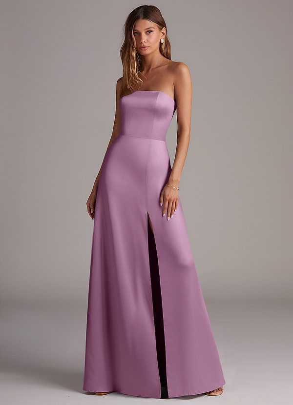 Azazie Wren Brudtärneklänningar Klä av A-Linje i Stretch Satin Axelbandslös Blåregn Konvertibel image1