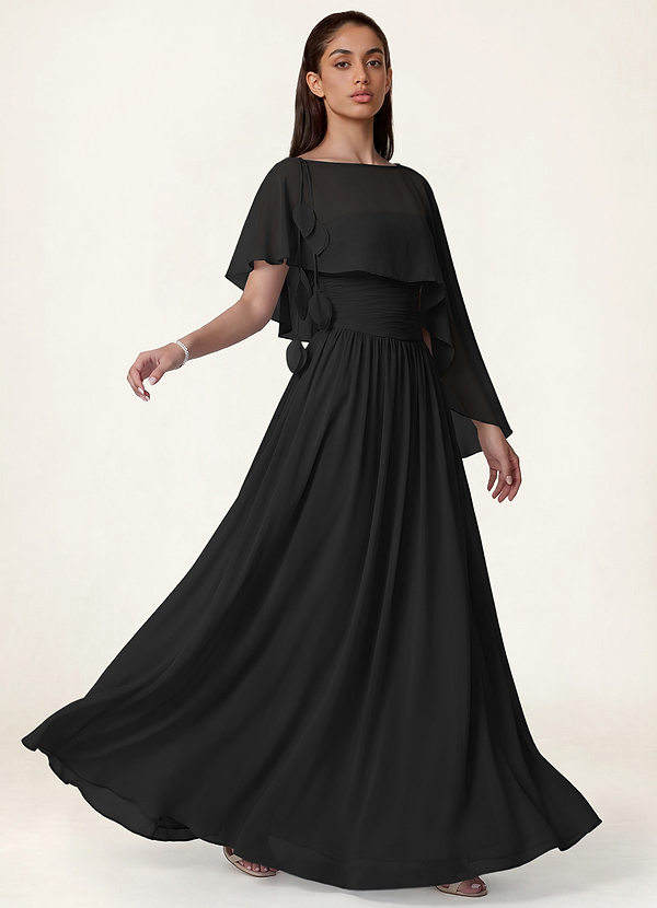 front Matching Color Floral Sheer Chiffon Cape