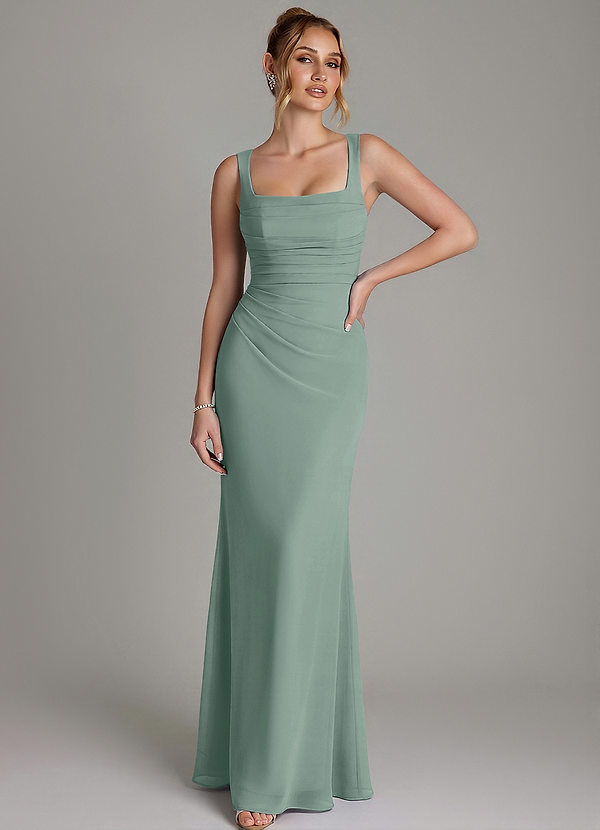 Agustina Bridesmaid Dresses Silver Sage Mermaid Corset Chiffon Dress image1