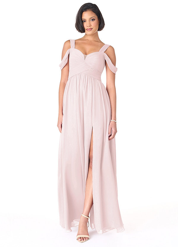 One Shoulder Long Chiffon Bridesmaid Gown Blushing ink Plus Size main image 1