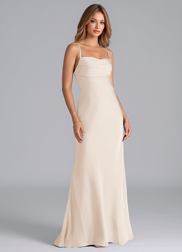 Azazie Seema Morsiusneitojen mekot Mrenneito Korsetti Joustava satiini Lattian pituus Pukeutua image1