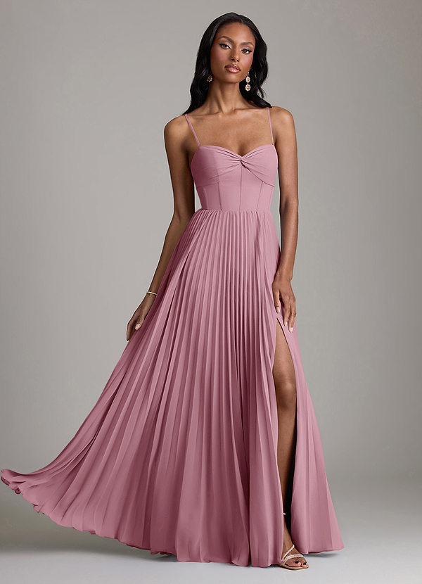 Azazie Akiko Abiti da Damigella Abito A-Line in Chiffon Scollo a Cuore Vintage Malva image1