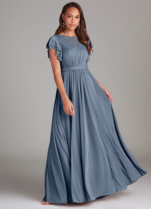 Azazie Daphne Abiti da damigella modesti Abito A-Line Increspato Maglia Floor-Length image1
