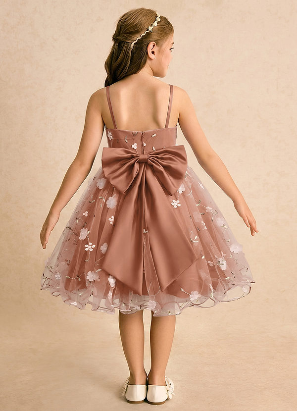Azazie Junebug Blumenkinder Kleider Ballkleid Spaghetti Riemen Tüll Kleid Bronzer image1