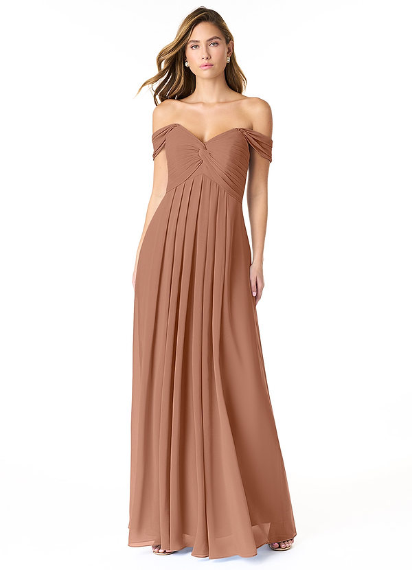 Azazie Kaitlynn Bridesmaid Dresses Bronzer Empire Ruched Chiffon Convertible Dress image1