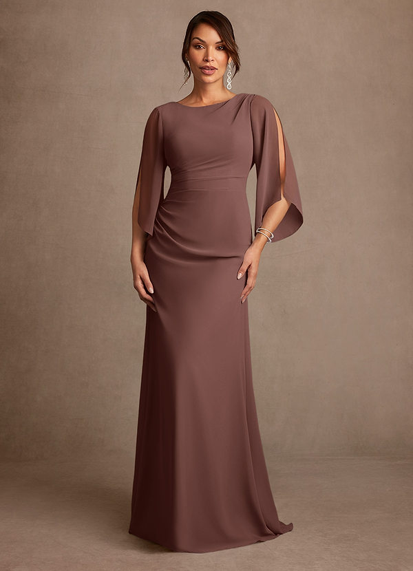 Azazie Anaheim Mother of the Brides Dresses Espresso A-Line Pleated Chiffon Dress image1