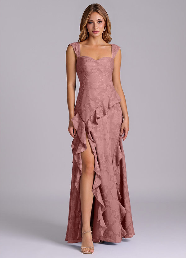 Sloane Bridesmaid Dresses Dusty Rose A-Line Sweetheart Neckline Floral Burnout Dress image1