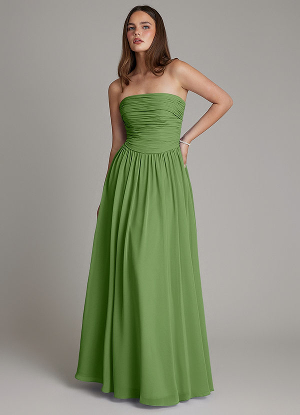 Azazie Andreina Bridesmaid Dresses Basil A-Line Pleated Chiffon Dress image1