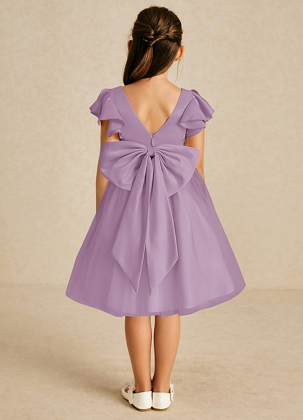 Azazie Kaeya Robes de Fillette d'Honneur Robe Trapèze en Tulle Arc Glycine image1