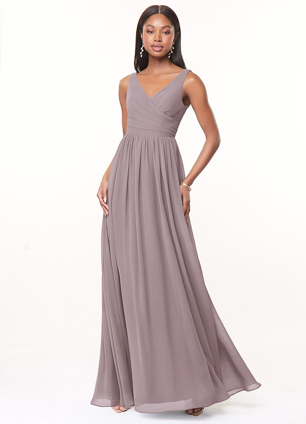 Azazie Keyla Bridesmaid Dresses Dusk A-Line V-Neck Pleated Chiffon Dress image1